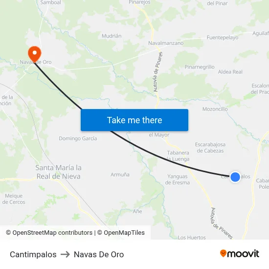 Cantimpalos to Navas De Oro map