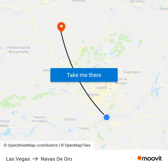 Las Vegas to Navas De Oro map