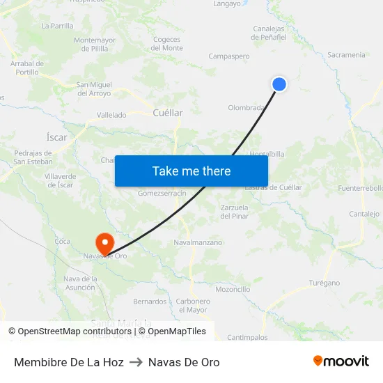Membibre De La Hoz to Navas De Oro map