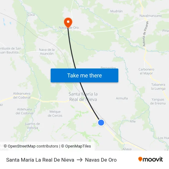 Santa María La Real De Nieva to Navas De Oro map