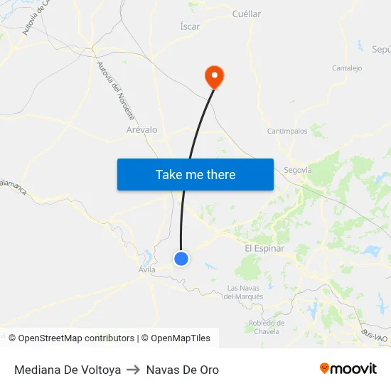 Mediana De Voltoya to Navas De Oro map