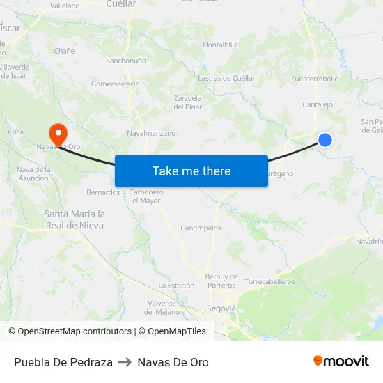 Puebla De Pedraza to Navas De Oro map