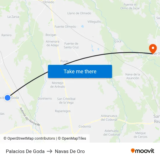 Palacios De Goda to Navas De Oro map
