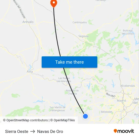 Sierra Oeste to Navas De Oro map