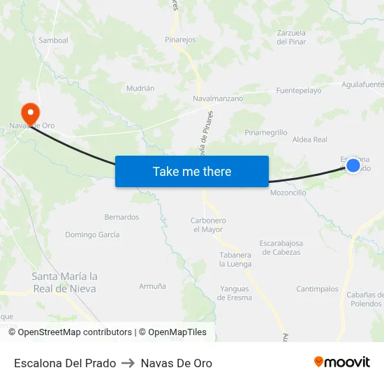 Escalona Del Prado to Navas De Oro map