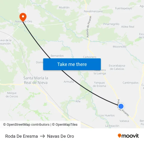 Roda De Eresma to Navas De Oro map