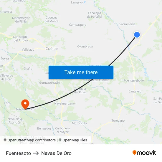 Fuentesoto to Navas De Oro map