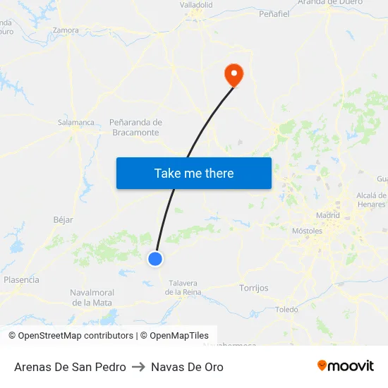 Arenas De San Pedro to Navas De Oro map