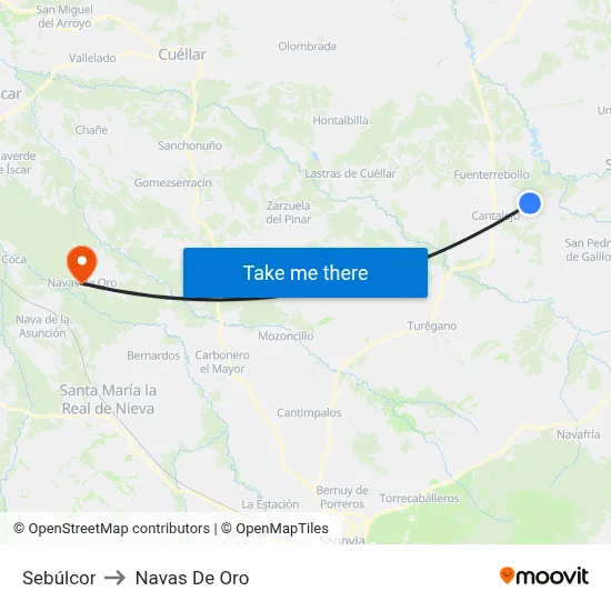 Sebúlcor to Navas De Oro map