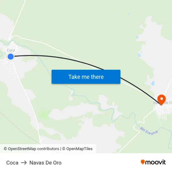 Coca to Navas De Oro map