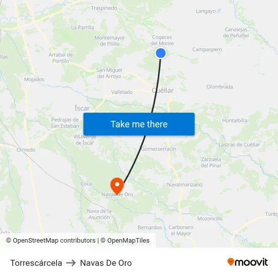 Torrescárcela to Navas De Oro map
