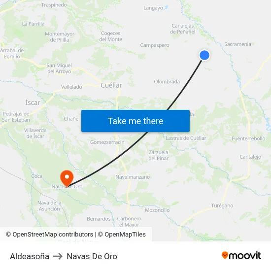 Aldeasoña to Navas De Oro map