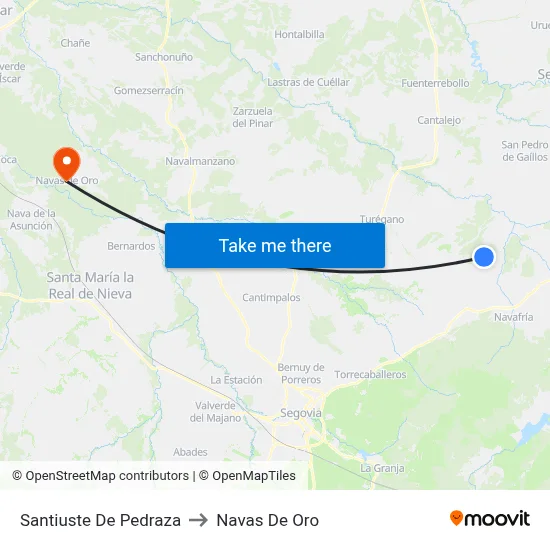 Santiuste De Pedraza to Navas De Oro map