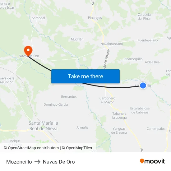 Mozoncillo to Navas De Oro map