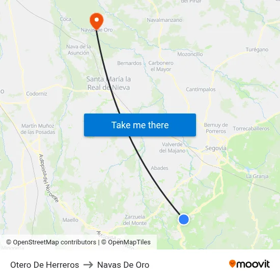 Otero De Herreros to Navas De Oro map