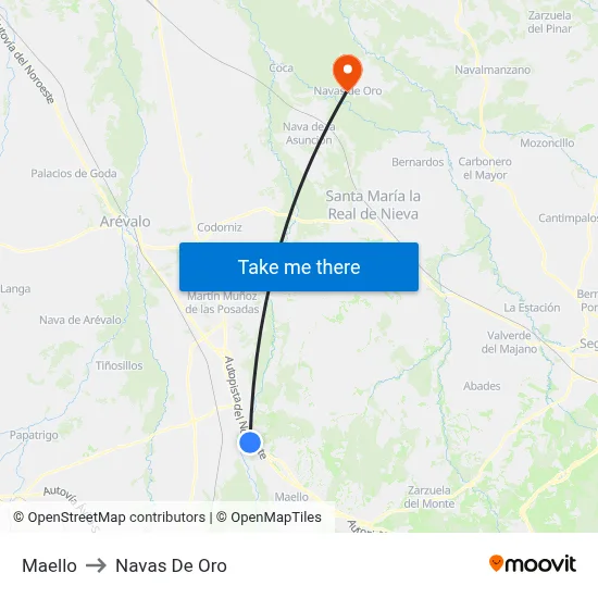 Maello to Navas De Oro map