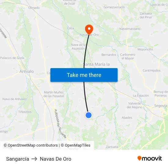 Sangarcía to Navas De Oro map