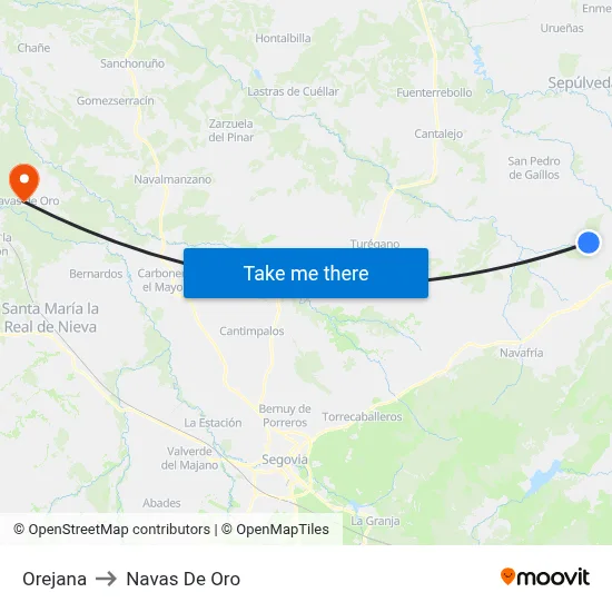 Orejana to Navas De Oro map
