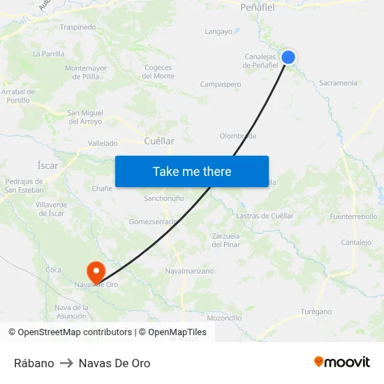 Rábano to Navas De Oro map
