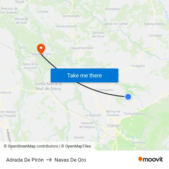 Adrada De Pirón to Navas De Oro map