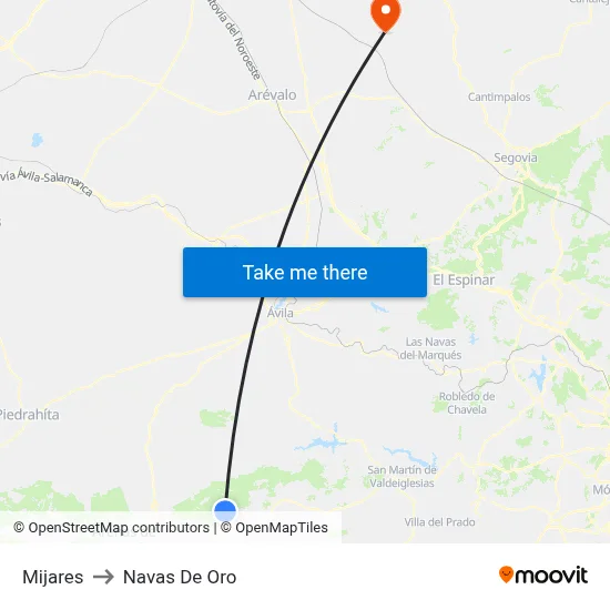 Mijares to Navas De Oro map