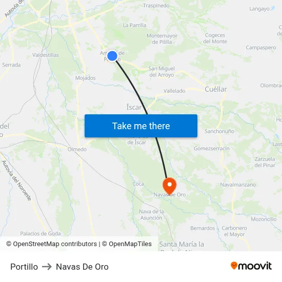Portillo to Navas De Oro map