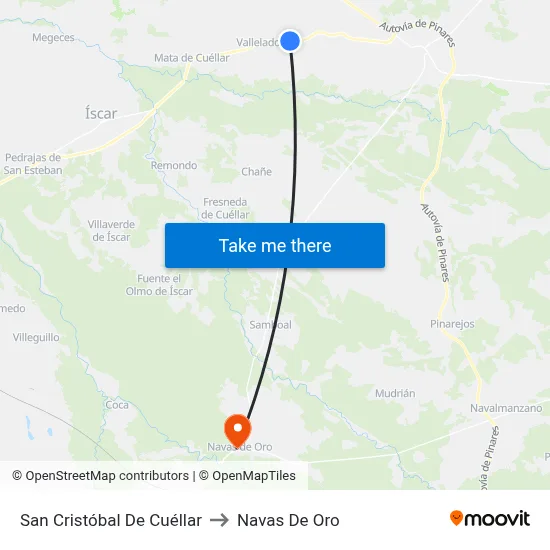 San Cristóbal De Cuéllar to Navas De Oro map