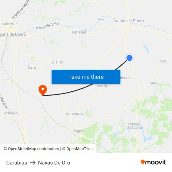Carabias to Navas De Oro map