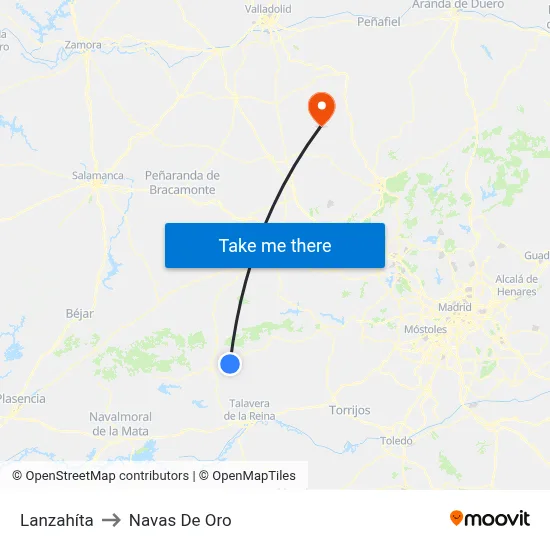 Lanzahíta to Navas De Oro map