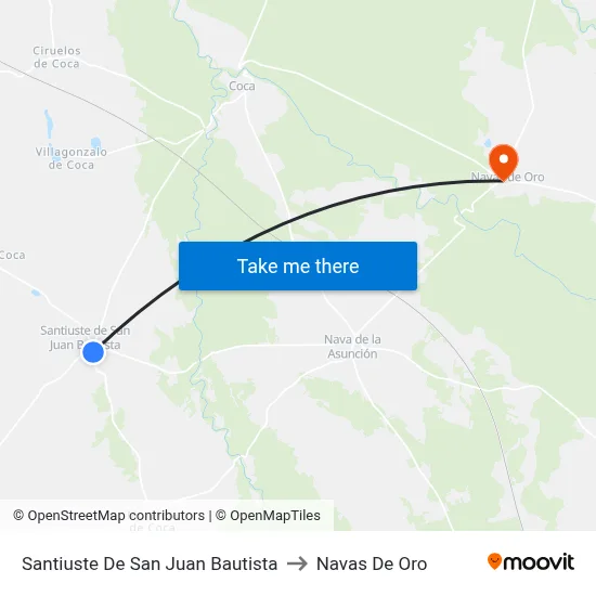 Santiuste De San Juan Bautista to Navas De Oro map