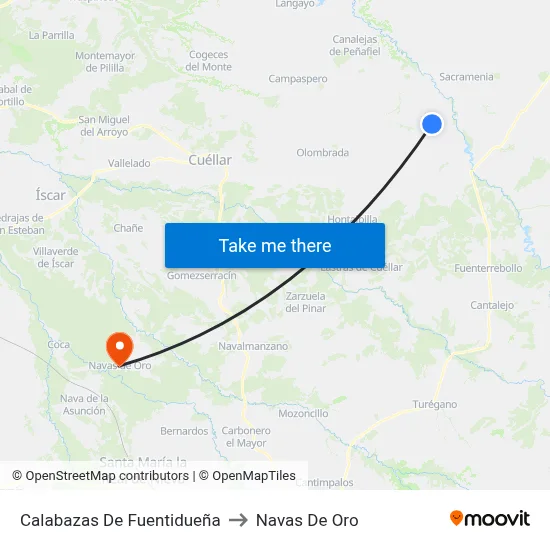 Calabazas De Fuentidueña to Navas De Oro map