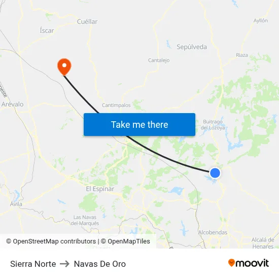 Sierra Norte to Navas De Oro map
