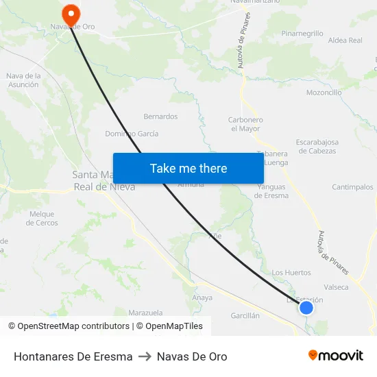Hontanares De Eresma to Navas De Oro map