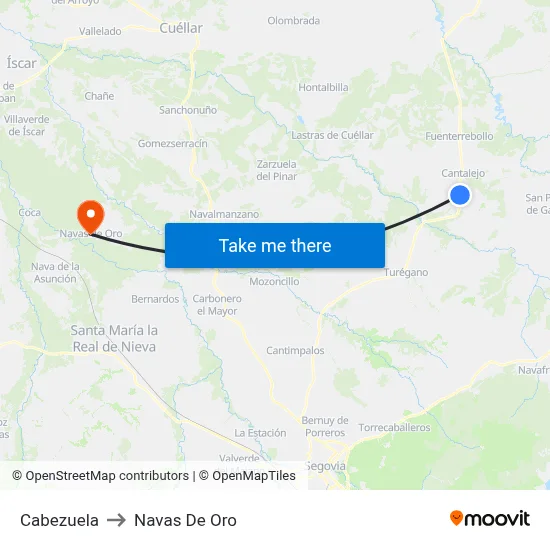 Cabezuela to Navas De Oro map