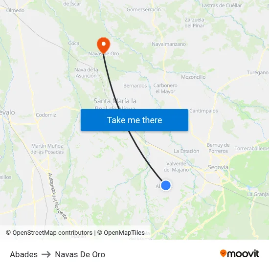 Abades to Navas De Oro map