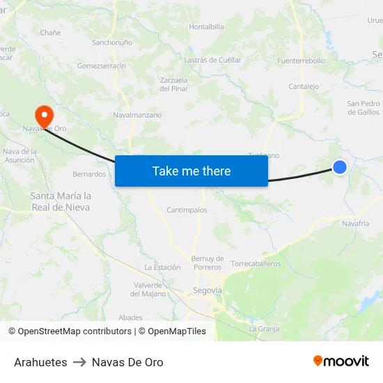Arahuetes to Navas De Oro map