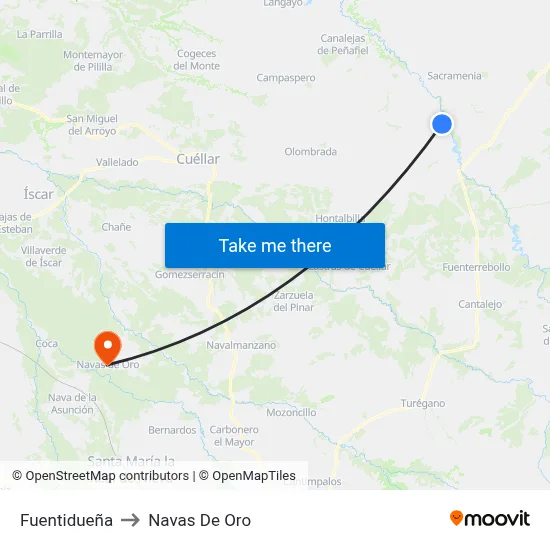 Fuentidueña to Navas De Oro map