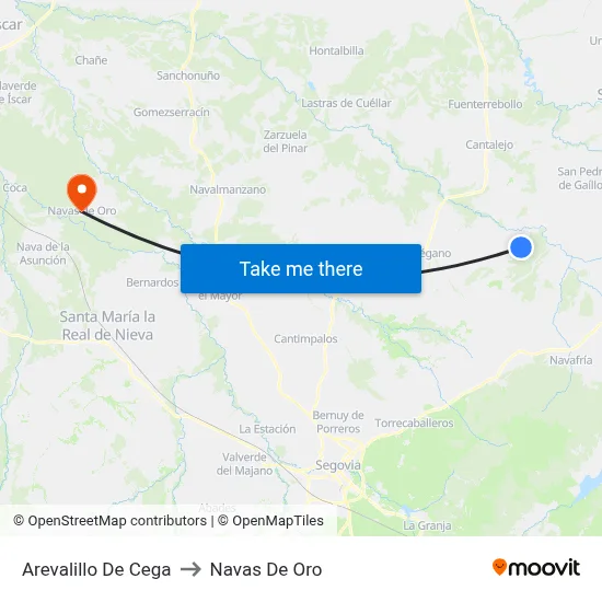 Arevalillo De Cega to Navas De Oro map