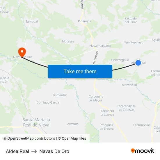 Aldea Real to Navas De Oro map