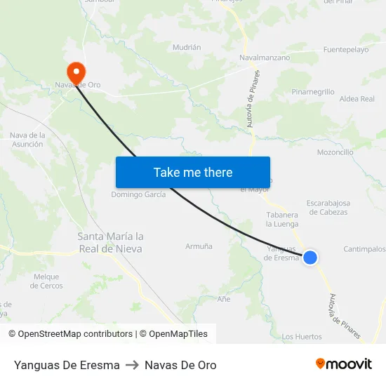 Yanguas De Eresma to Navas De Oro map