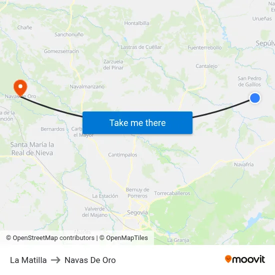 La Matilla to Navas De Oro map