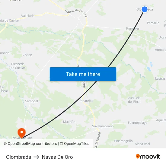 Olombrada to Navas De Oro map
