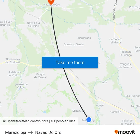 Marazoleja to Navas De Oro map