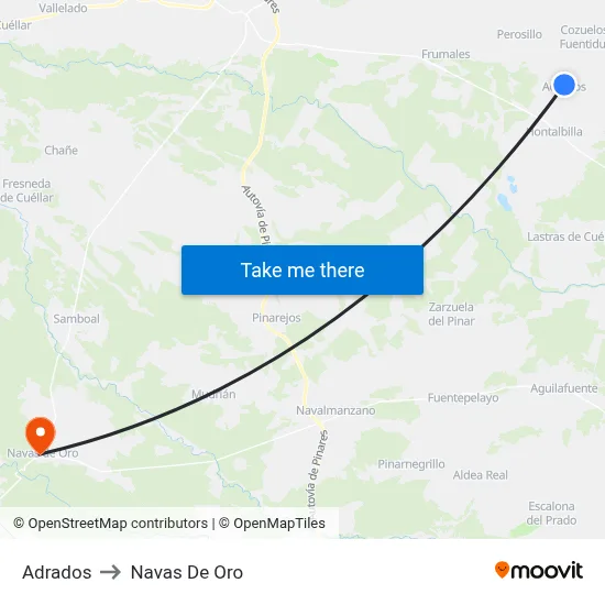Adrados to Navas De Oro map