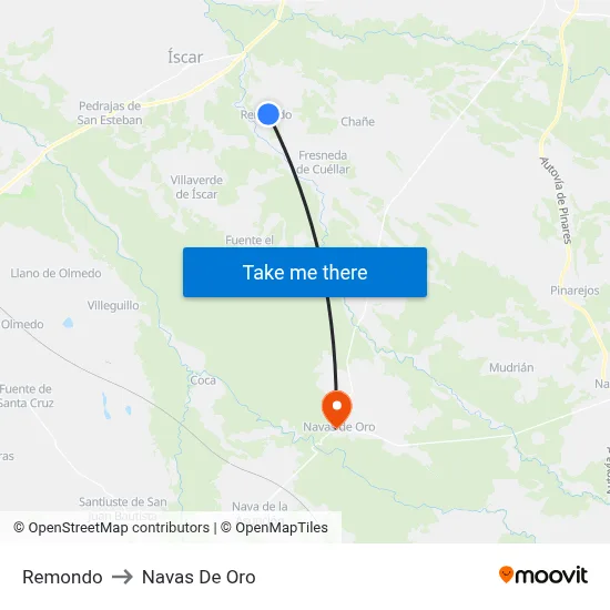 Remondo to Navas De Oro map