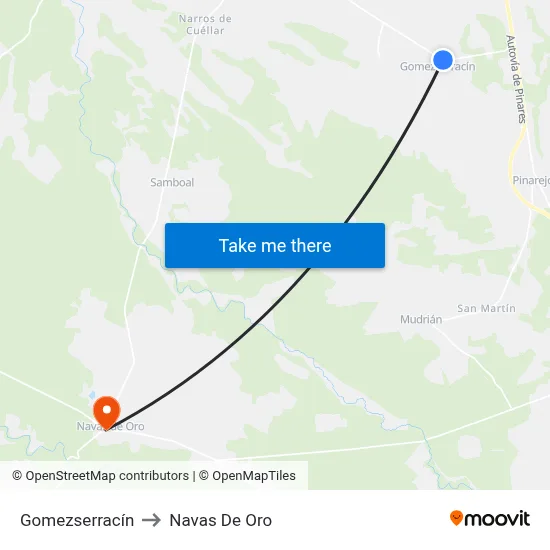 Gomezserracín to Navas De Oro map