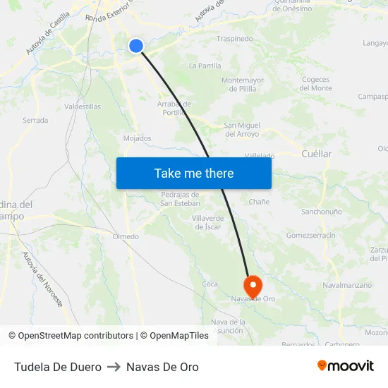 Tudela De Duero to Navas De Oro map
