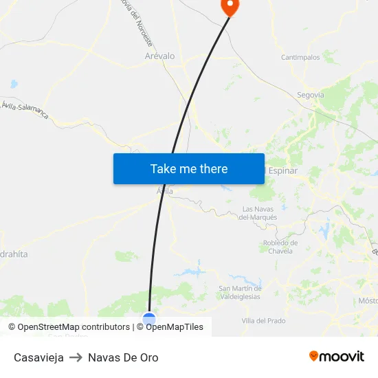 Casavieja to Navas De Oro map