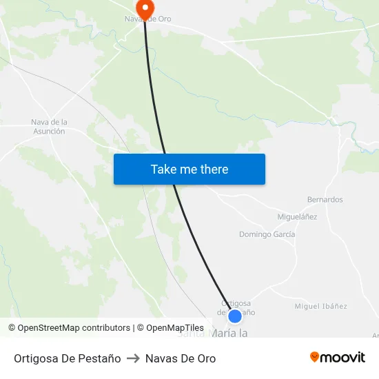 Ortigosa De Pestaño to Navas De Oro map