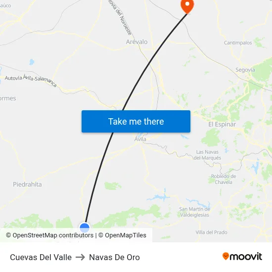 Cuevas Del Valle to Navas De Oro map